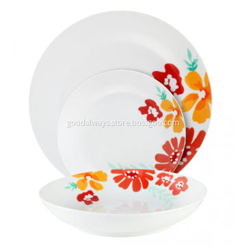 18 Piece Porcelain Dinner Set,Red Flower